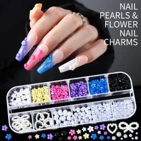 Multi-shaped nail gems with colorful designs