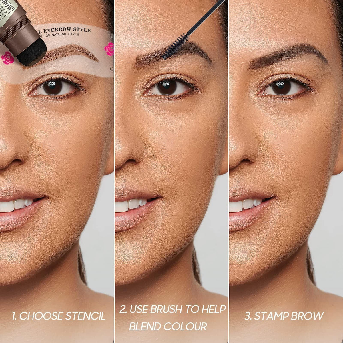 Multiple eyebrow shapes from the stencil kit