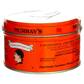 Murrays Hair Dressing Pomade 3 Oz on a bathroom shelf