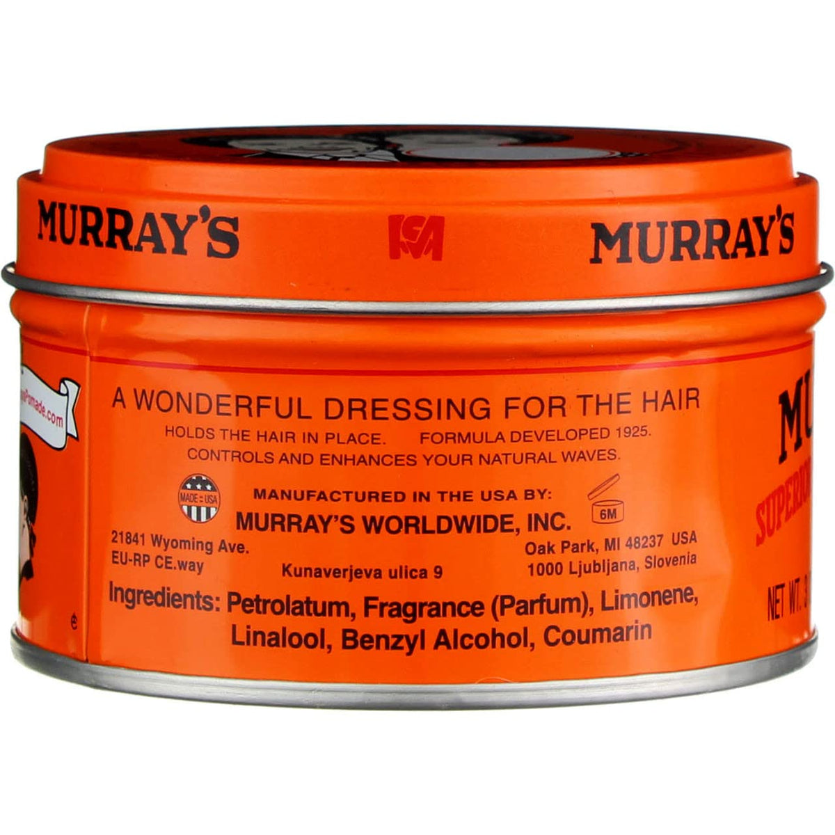 Murrays Hair Dressing Pomade 3 Oz side view