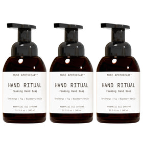 Muse Apothecary Hand Ritual 3 pack front view with Cara Orange, Fig, and Blackberry Vanilla