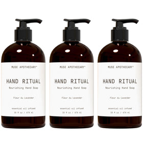 Muse Apothecary Hand Ritual 3 Pack front view with floral design