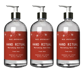 Muse Apothecary Hand Ritual 3 Pack front view with fresh snow scent
