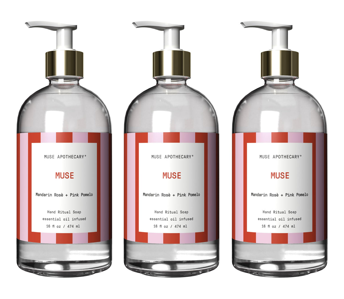 Muse Apothecary Hand Ritual 3 pack with Mandarin Rosè and Pink Pomelo