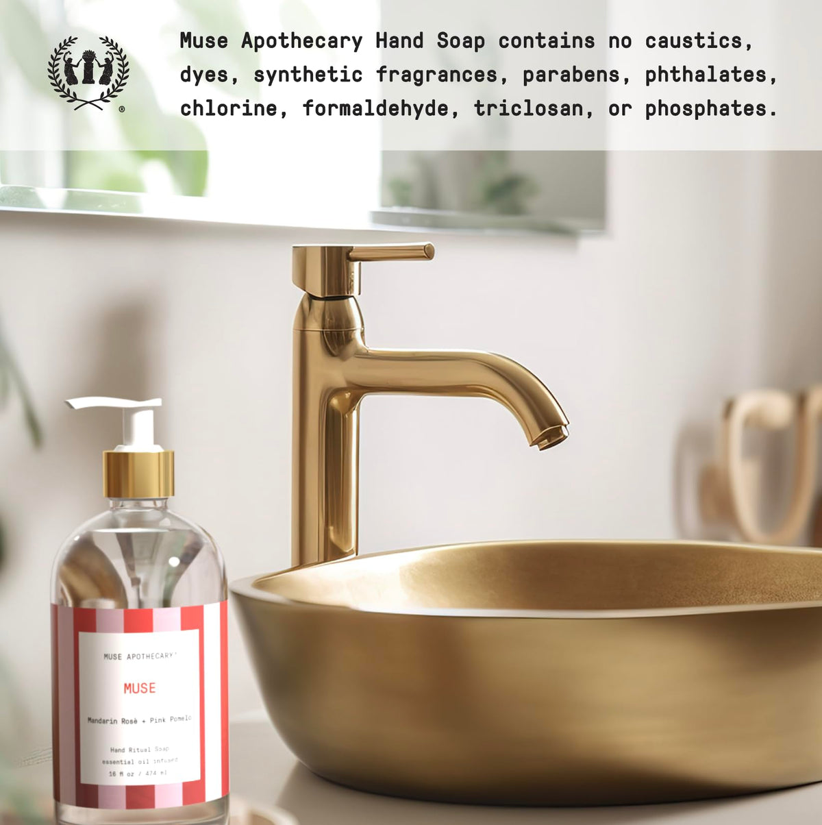 Muse Apothecary Hand Ritual bottle with foamy lather