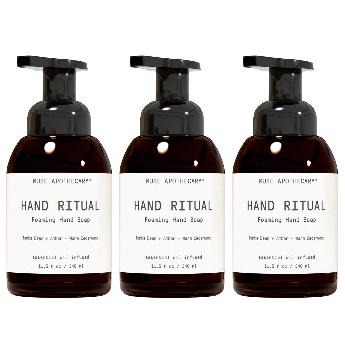 Muse Apothecary Hand Ritual foaming hand soap 3 pack front view