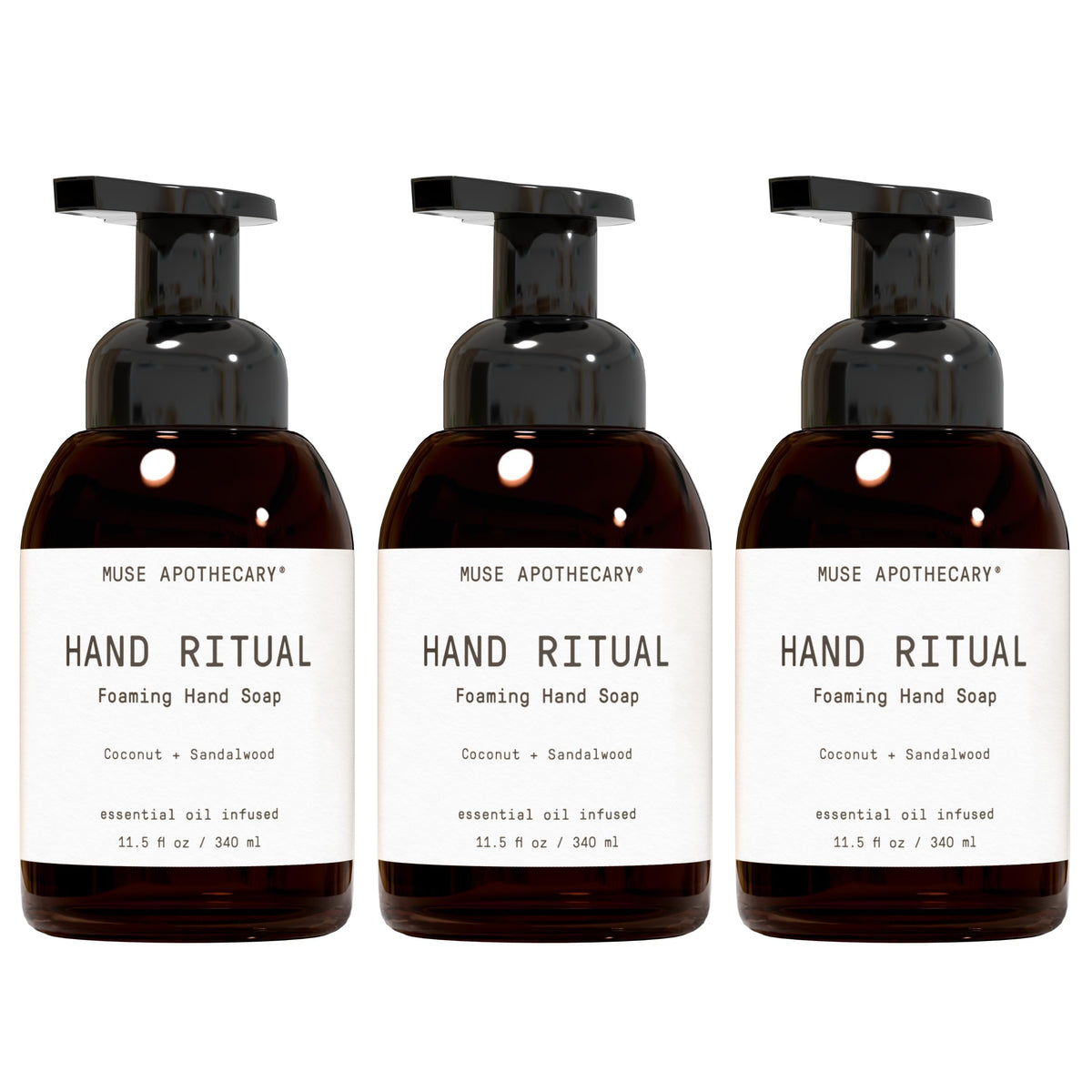 Muse Apothecary Hand Ritual foaming hand soap front view, Coconut + Sandalwood scent