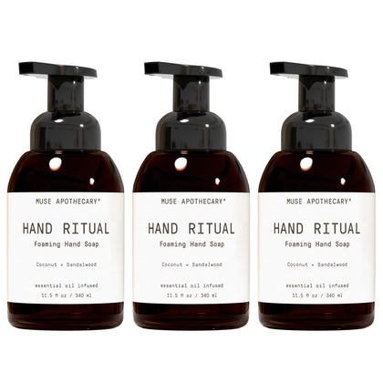 Muse Apothecary Hand Ritual foaming hand soap front view, Coconut + Sandalwood scent