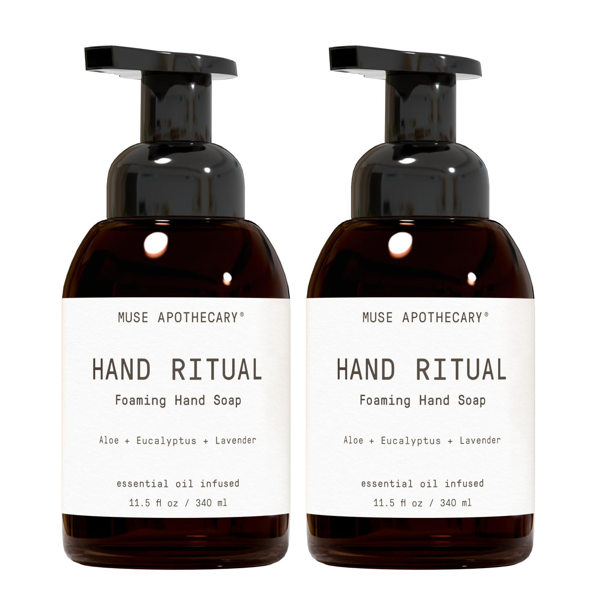 Muse Apothecary Hand Ritual foaming hand soap front view with aloe, eucalyptus, and lavender
