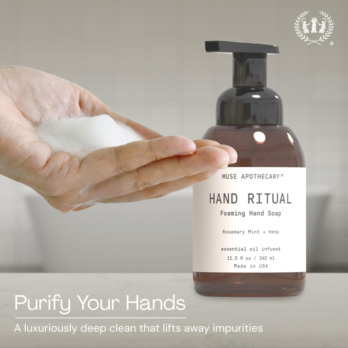 Muse Apothecary Hand Ritual foaming hand soap packaging side view
