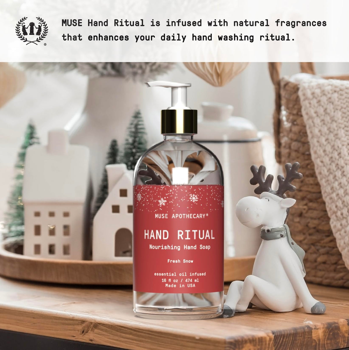 Muse Apothecary Hand Ritual Hand Soap 16 oz Fresh Snow packaging