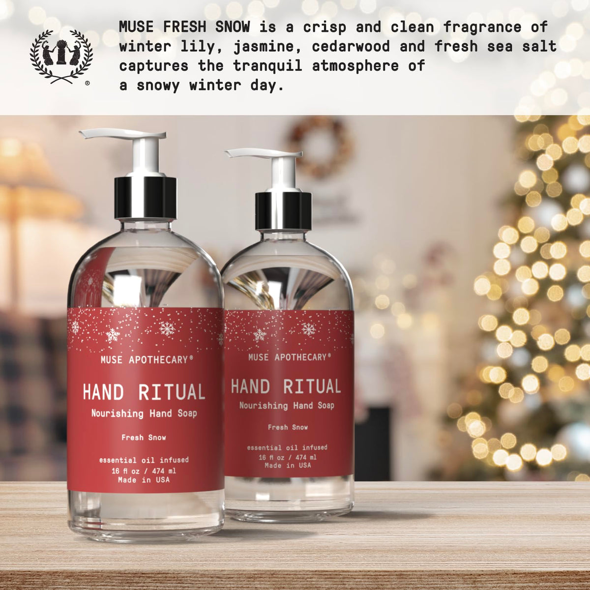 Muse Apothecary Hand Ritual packaging with essential oil ingredients