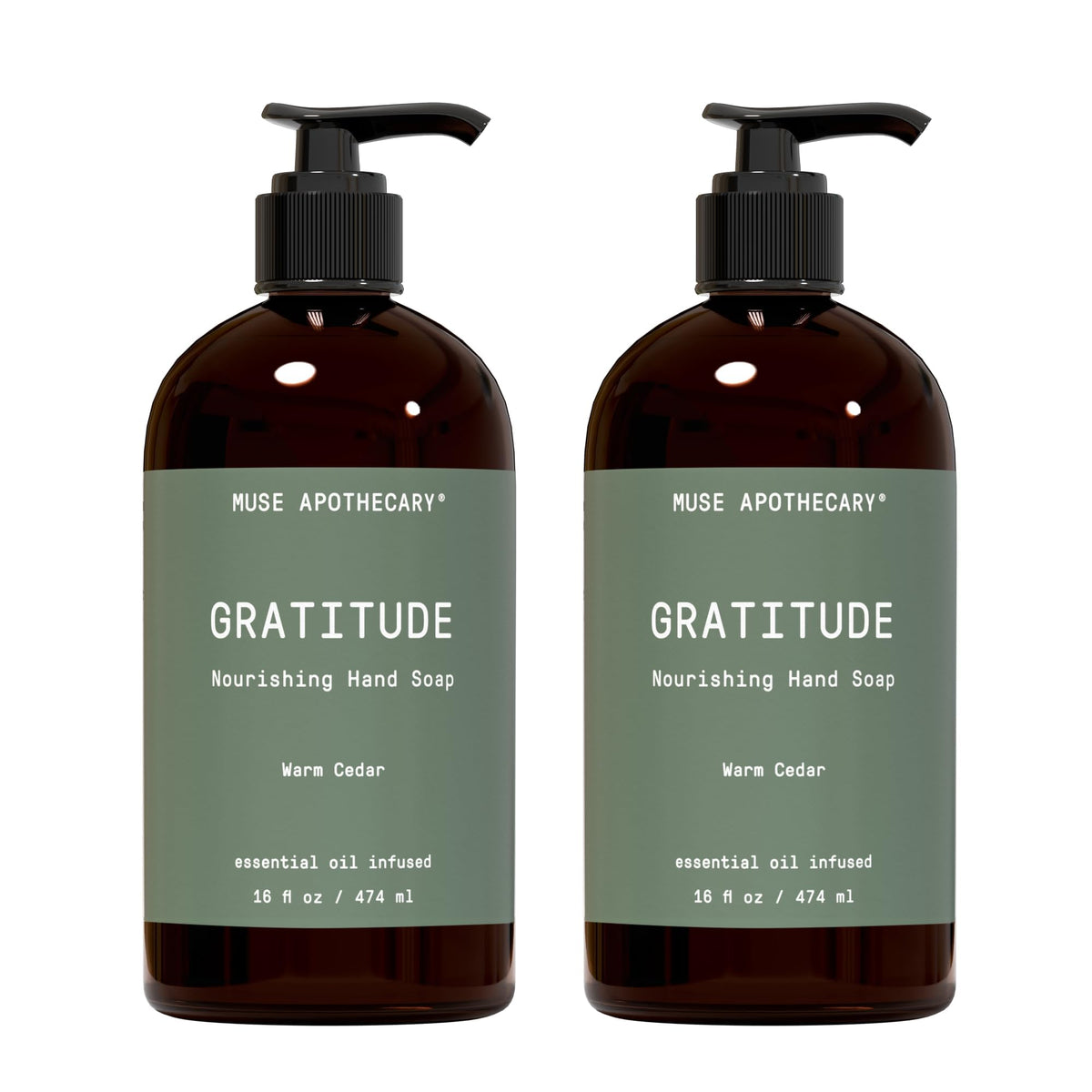 Muse Apothecary Hand Ritual Warm Cedar 16 oz front view