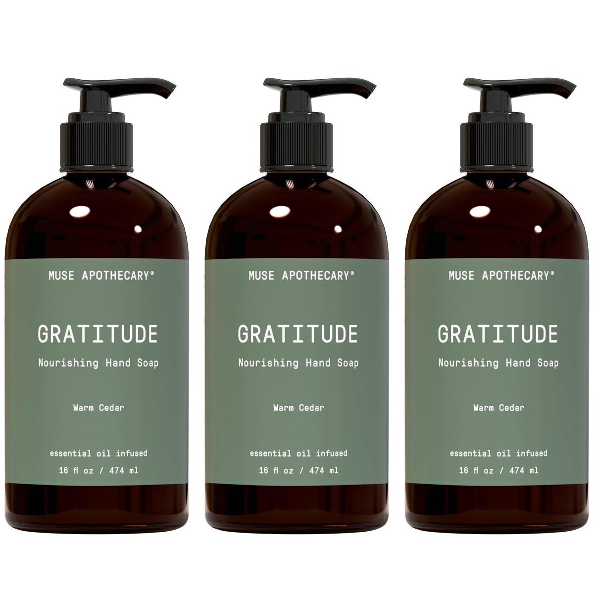 Muse Apothecary Hand Ritual Warm Cedar 16 oz front view