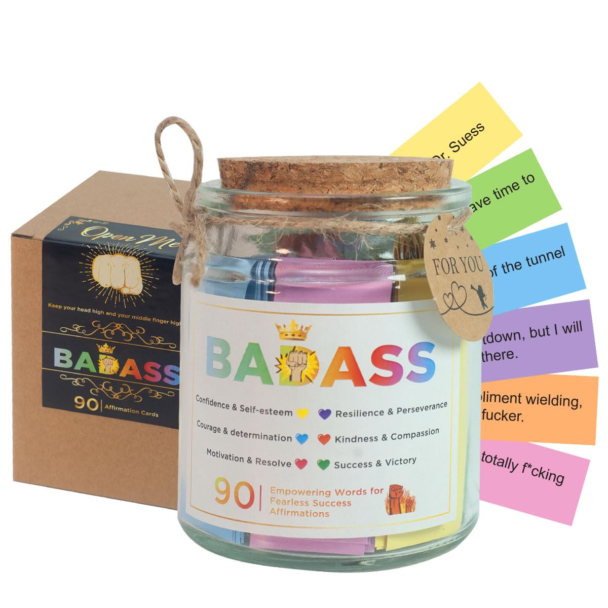 Musemory Badass Affirmation Jar top view showing contents