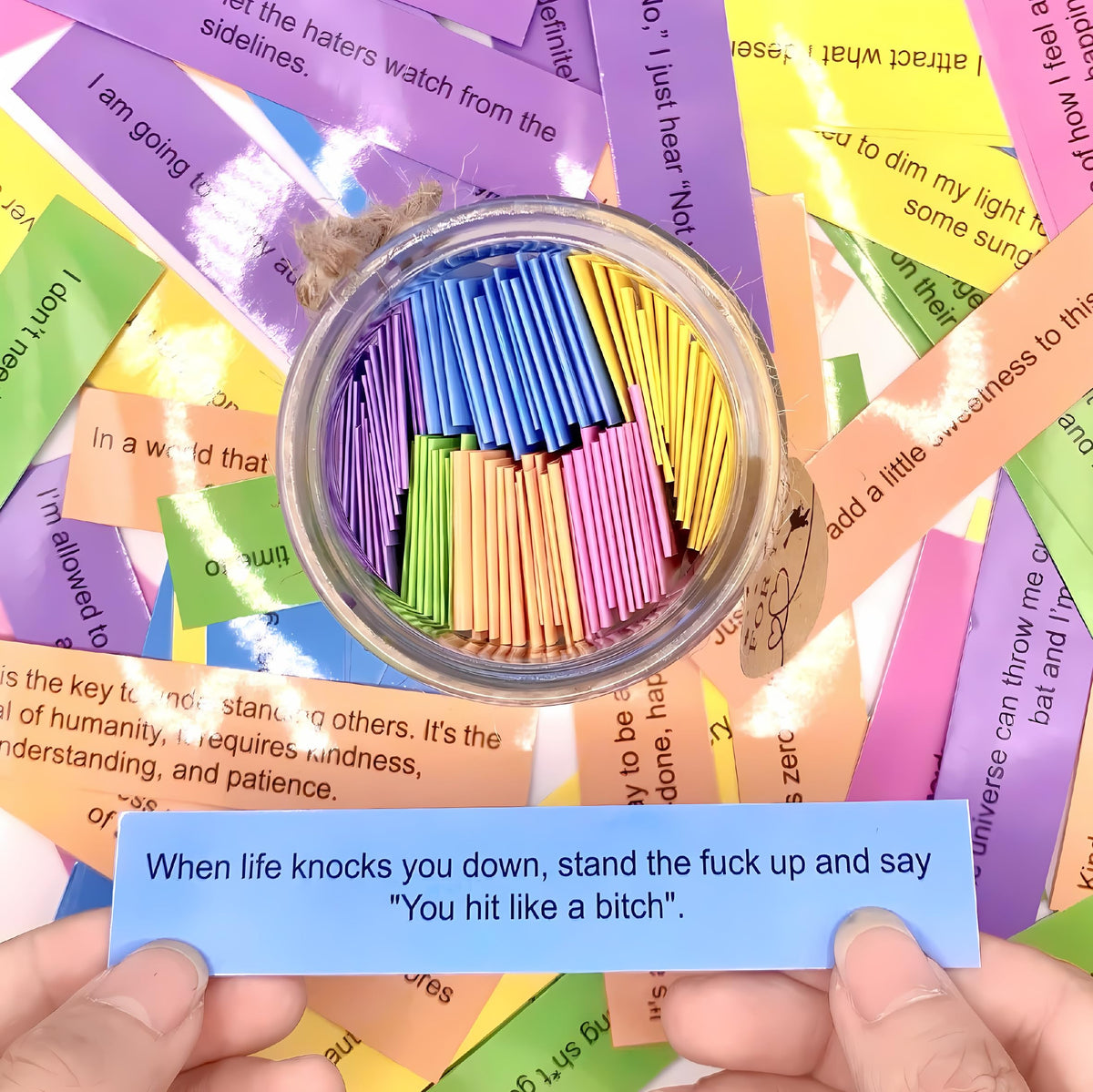 Musemory Badass Affirmation Jar with a few affirmation cards displayed