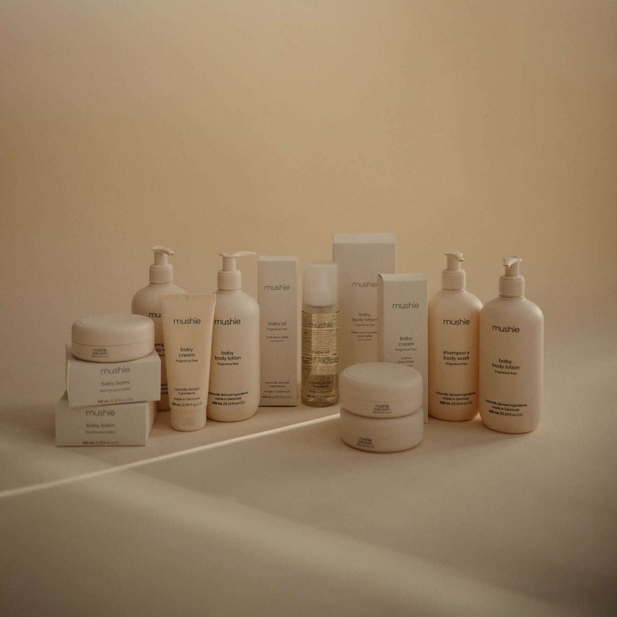 mushie Baby Shampoo & Body Wash with baby oil and lotion