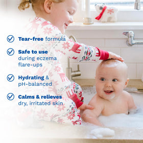 Mustela Stelatopia Cleansing Gel in a baby bath setting