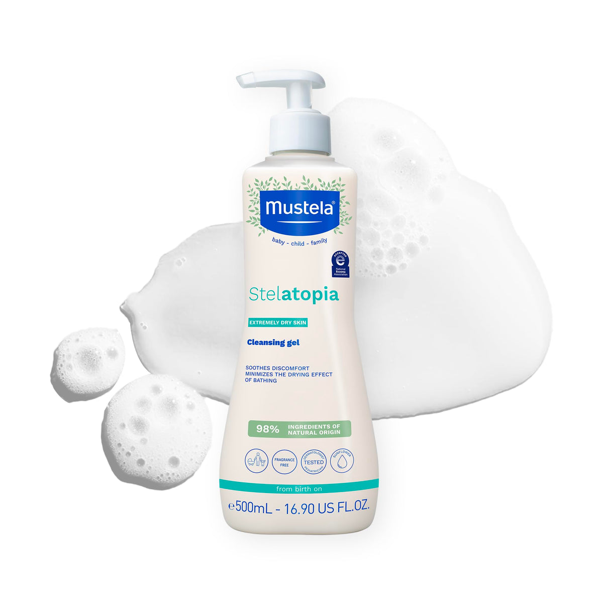 Mustela Stelatopia Eczema Cleansing Gel bottle front view