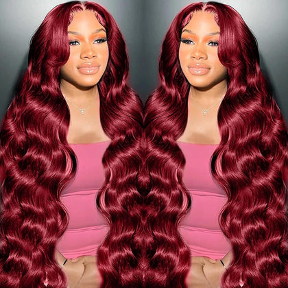 MUZOJET 99J Burgundy 13x6 Lace Front Wig front view