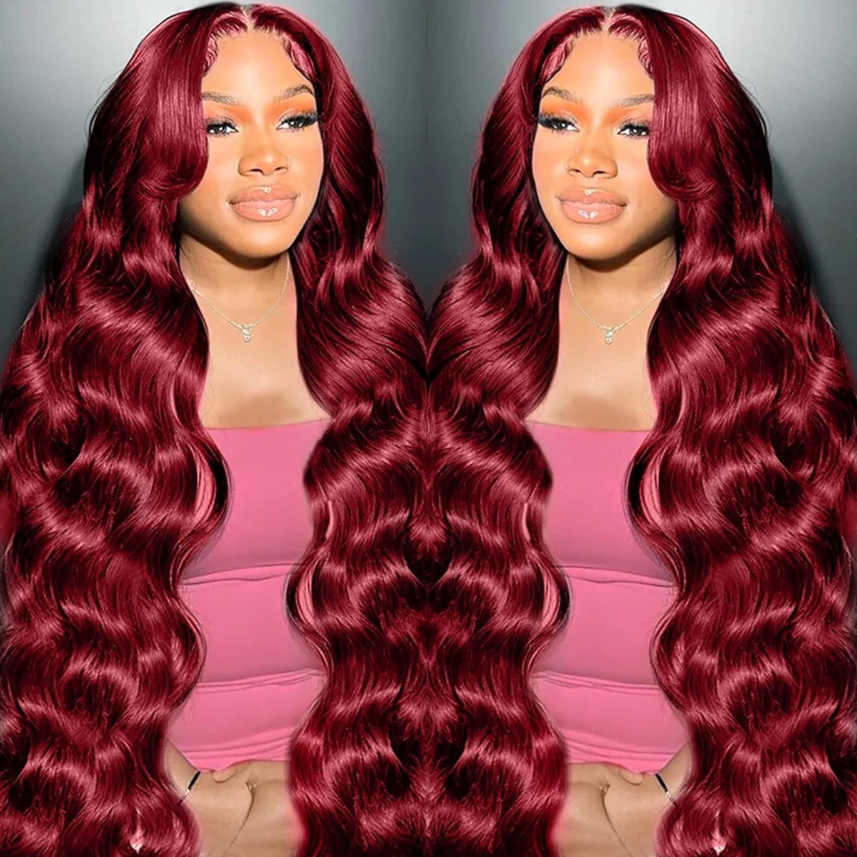 MUZOJET 99J Burgundy Lace Front Wig front view