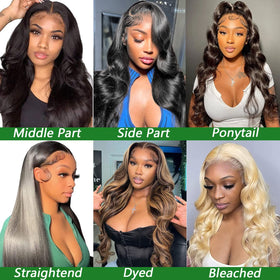 MUZOJET Body Wave Lace Front Wig showing adjustable straps