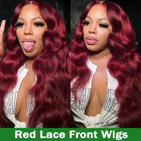 MUZOJET Burgundy 99J Lace Front Wig packaging