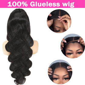 MUZOJET Glueless Body Wave Wig back view with adjustable band