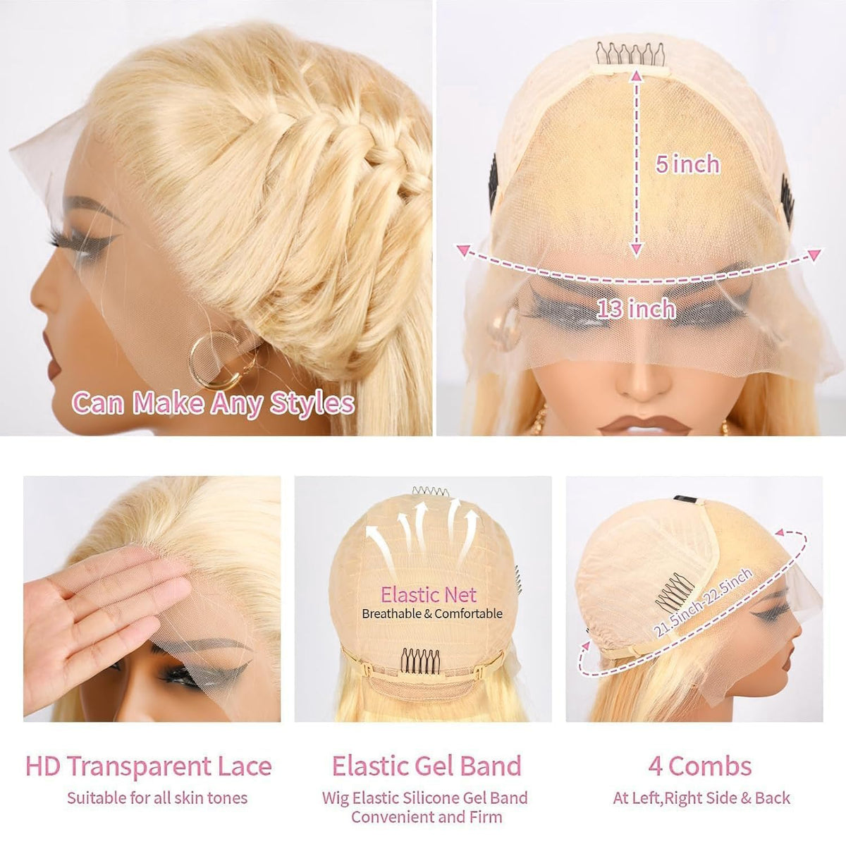 Myecool 30 Inch 613 Lace Front Wig with adjustable straps