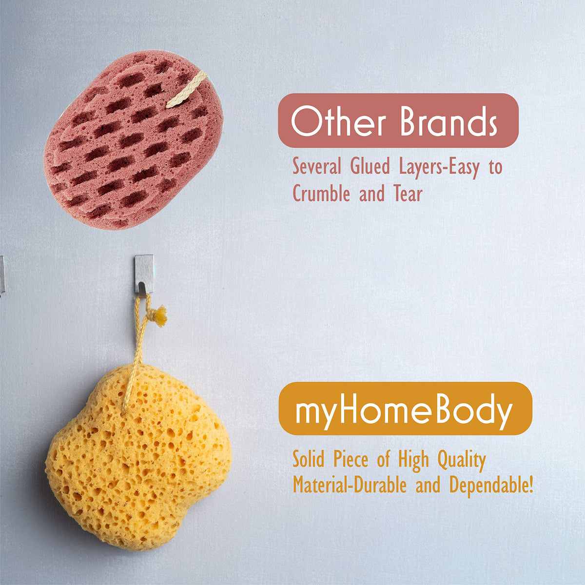 myHomeBody Bath Sponge displayed with other bathing accessories
