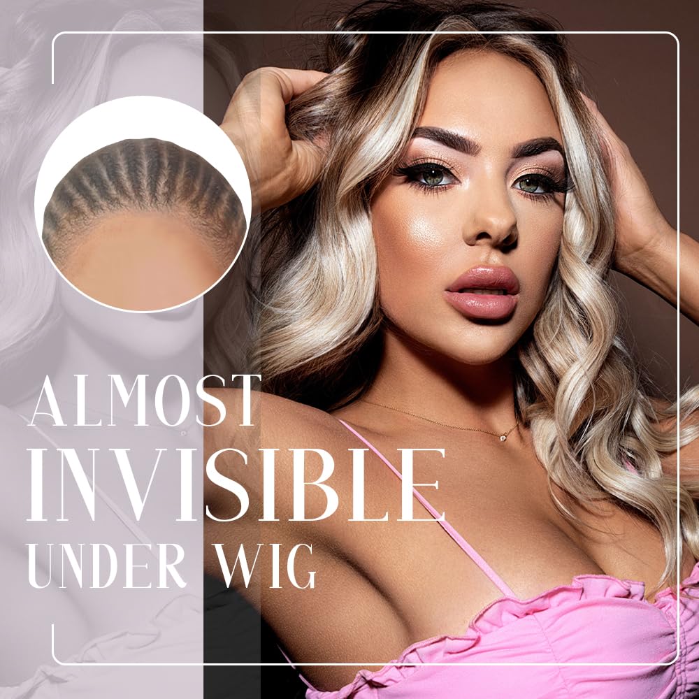 MYKURS HD Wig Cap beige with wig attached
