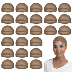 MYKURS Stocking Wig Cap brown nylon front view