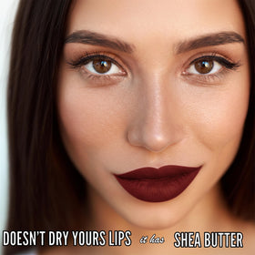 Mynena Burgundy Red Matte Liquid Lipstick Emma applicator close-up
