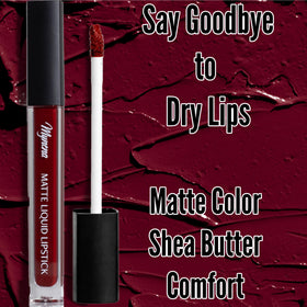 Mynena Burgundy Red Matte Liquid Lipstick Emma swatch on skin
