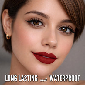 Mynena Elle Liquid Lipstick Classic Red on model