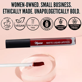 Mynena Elle Liquid Lipstick Classic Red texture close-up