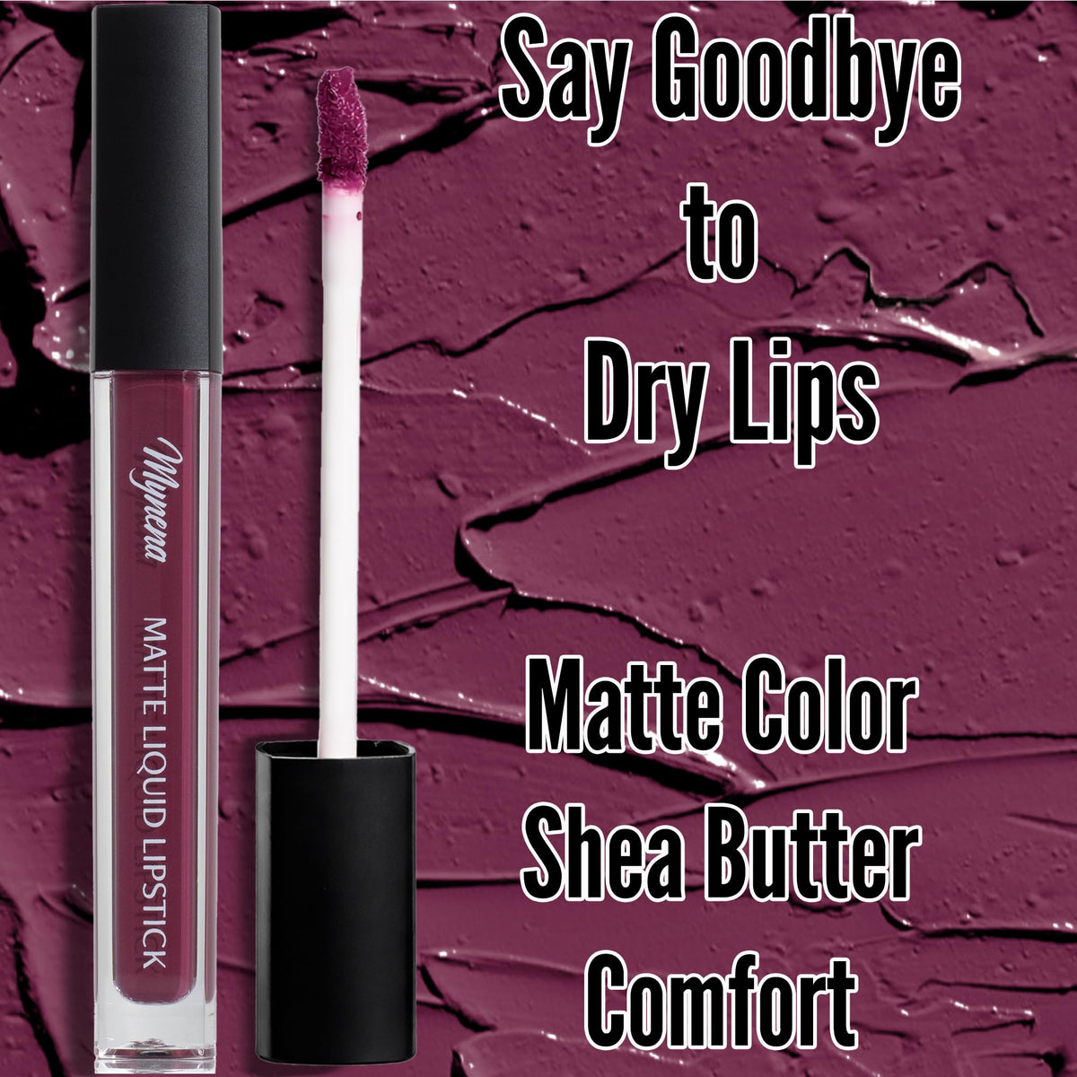 Mynena Hydrating Plum Matte Liquid Lipstick Viola swatch on skin