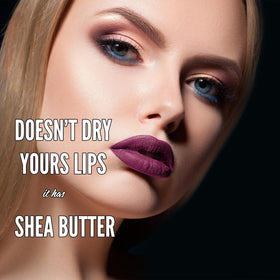 Mynena Hydrating Plum Matte Liquid Lipstick Viola with makeup accessories
