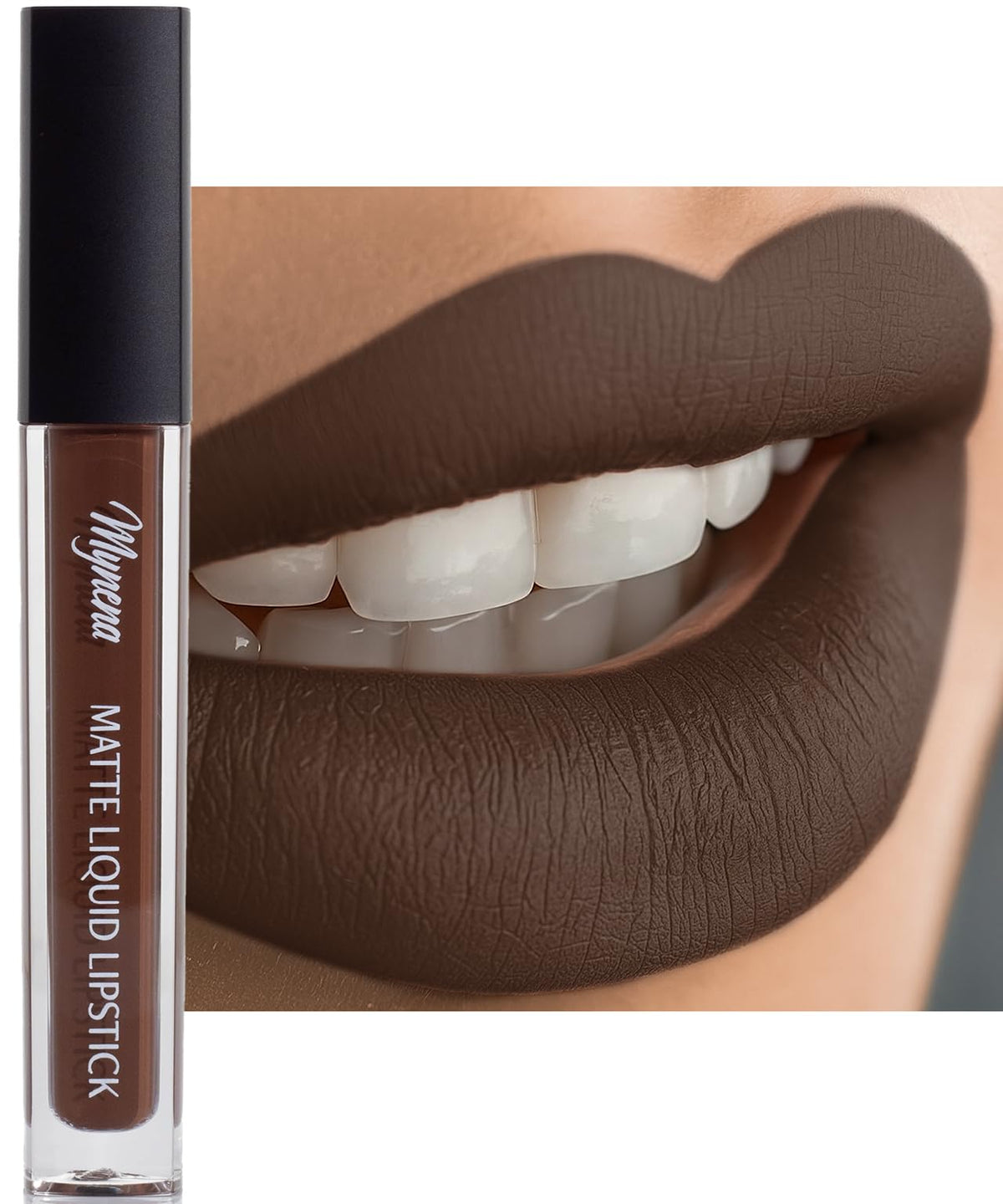 Mynena Hydrating Warm Brown Matte Liquid Lipstick Cyndia front view