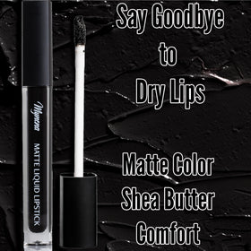 Mynena Jet Black Matte Liquid Lipstick Linda back view