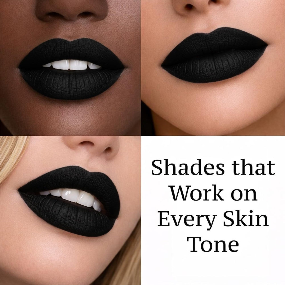 Mynena Jet Black Matte Liquid Lipstick Linda side view