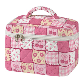 MYSMOR Large Quilted Makeup Bag front view with patchwork design