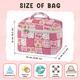 MYSMOR Large Quilted Makeup Bag spacious interior showing organization