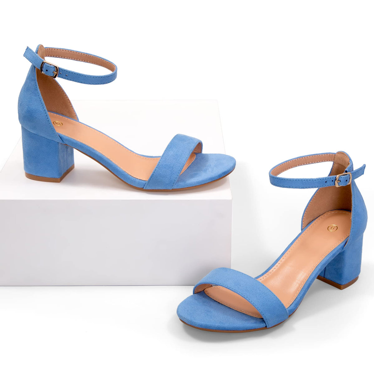 mysoft Women's Chunky Heels Open Toe Sandals back view