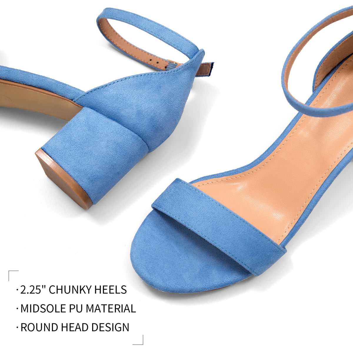 mysoft Women's Chunky Heels Open Toe Sandals with ankle strap