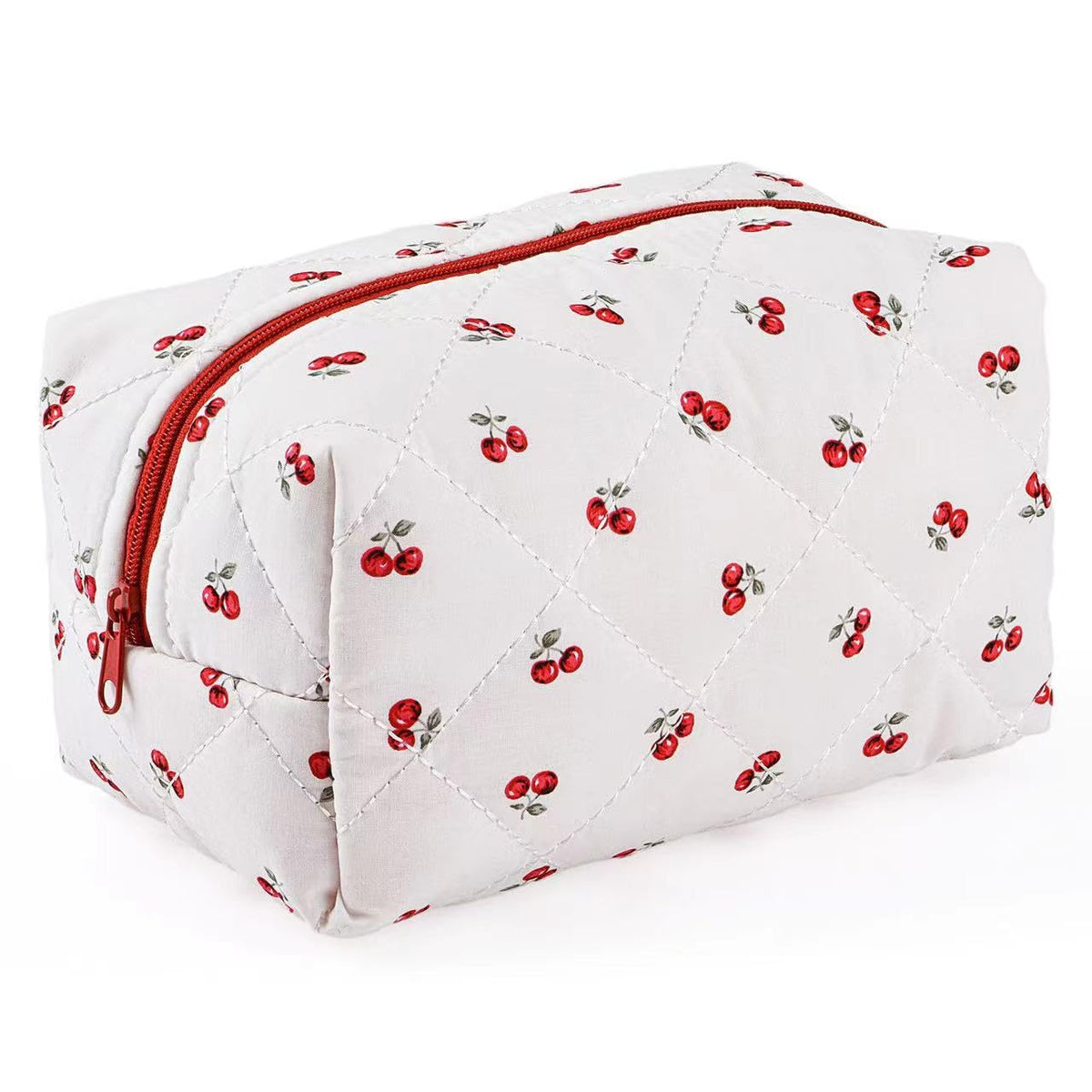 MZLUWM Floral Makeup Bag front view with pink gingham lining
