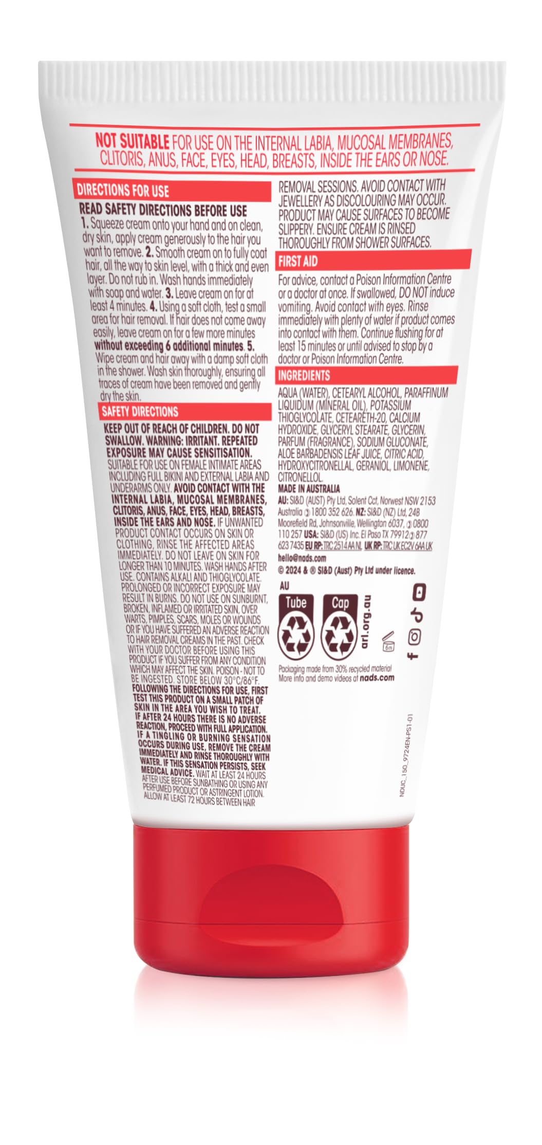 Nad's Down Under Cream for intimate hair removal