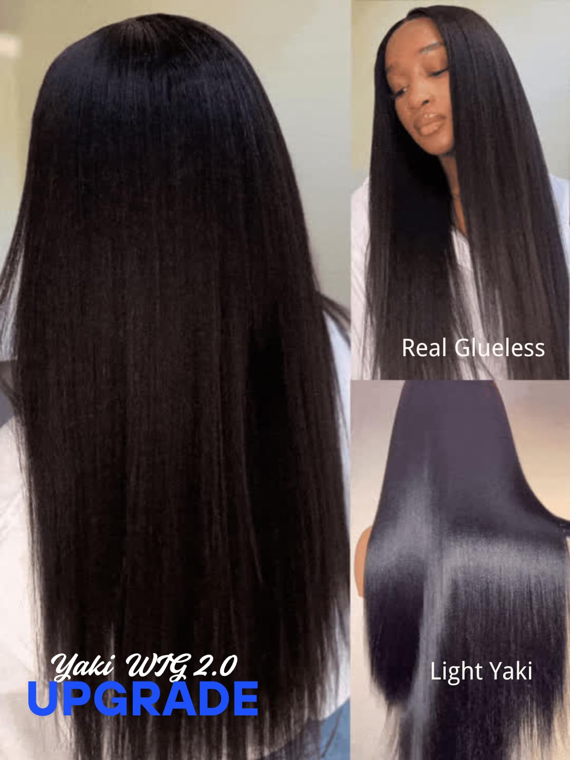 Nadula Bye Bye Knots Glueless Yaki Straight Wig in natural light