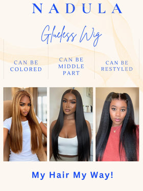 Nadula Bye Bye Knots Glueless Yaki Straight Wig with packaging