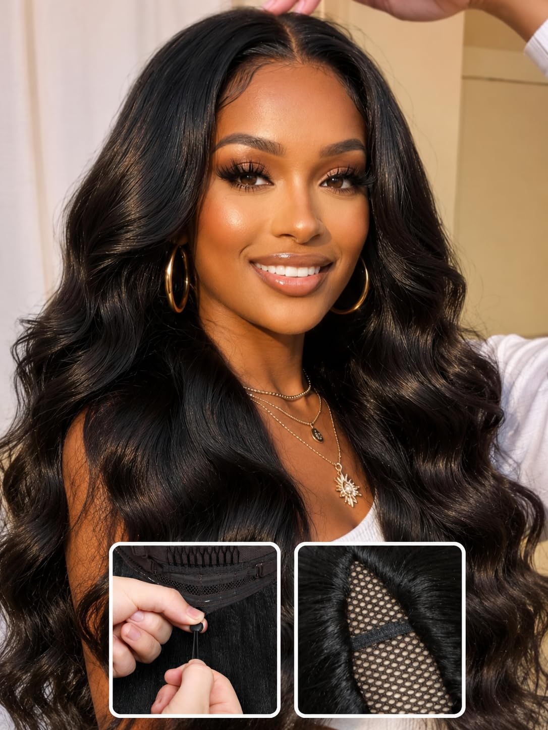 Nadula V Part Body Wave Wig with HD wig cap and wig band included